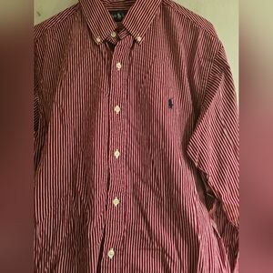 Ralph lauren polo xl Burgundy/white stripe nwot